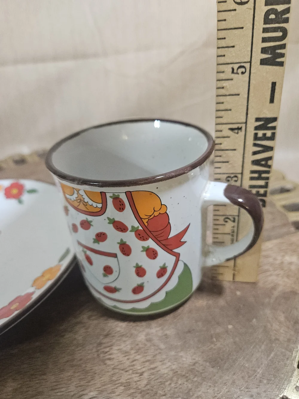 VTG Interpur Stacking Childrens Dish Set Strawberry Girl Bowl Mug Plate 3 Pc Set